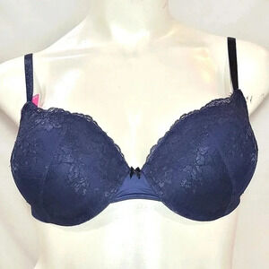 34B Maidenform Self Expressions Push Up and‎ In UW Bra Navy Blue NWT
